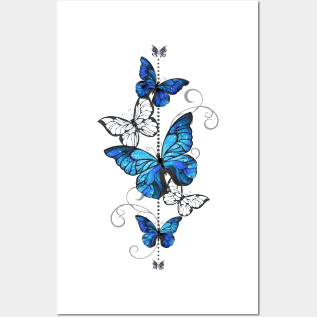 Blue Morpho and White Butterflies Wall Art by Blackmoon9